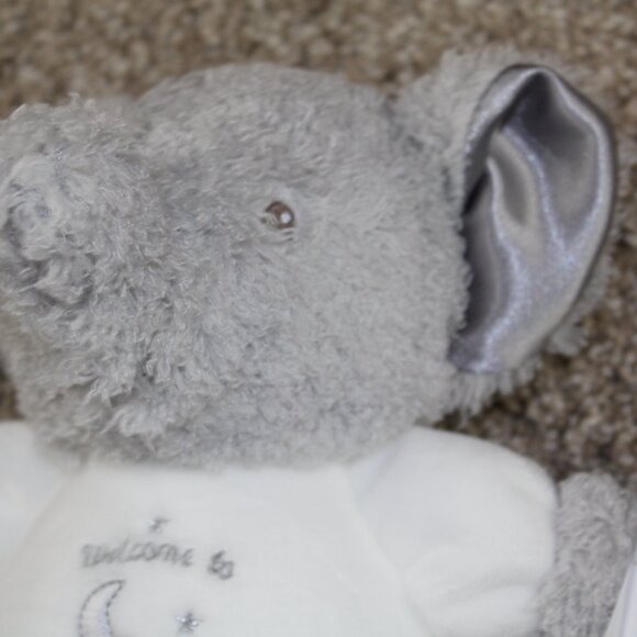 Little Me Elephant Plush Baby Toy Welcome to the World Rattle White Gray 10" NWT - Picture 2 of 5
